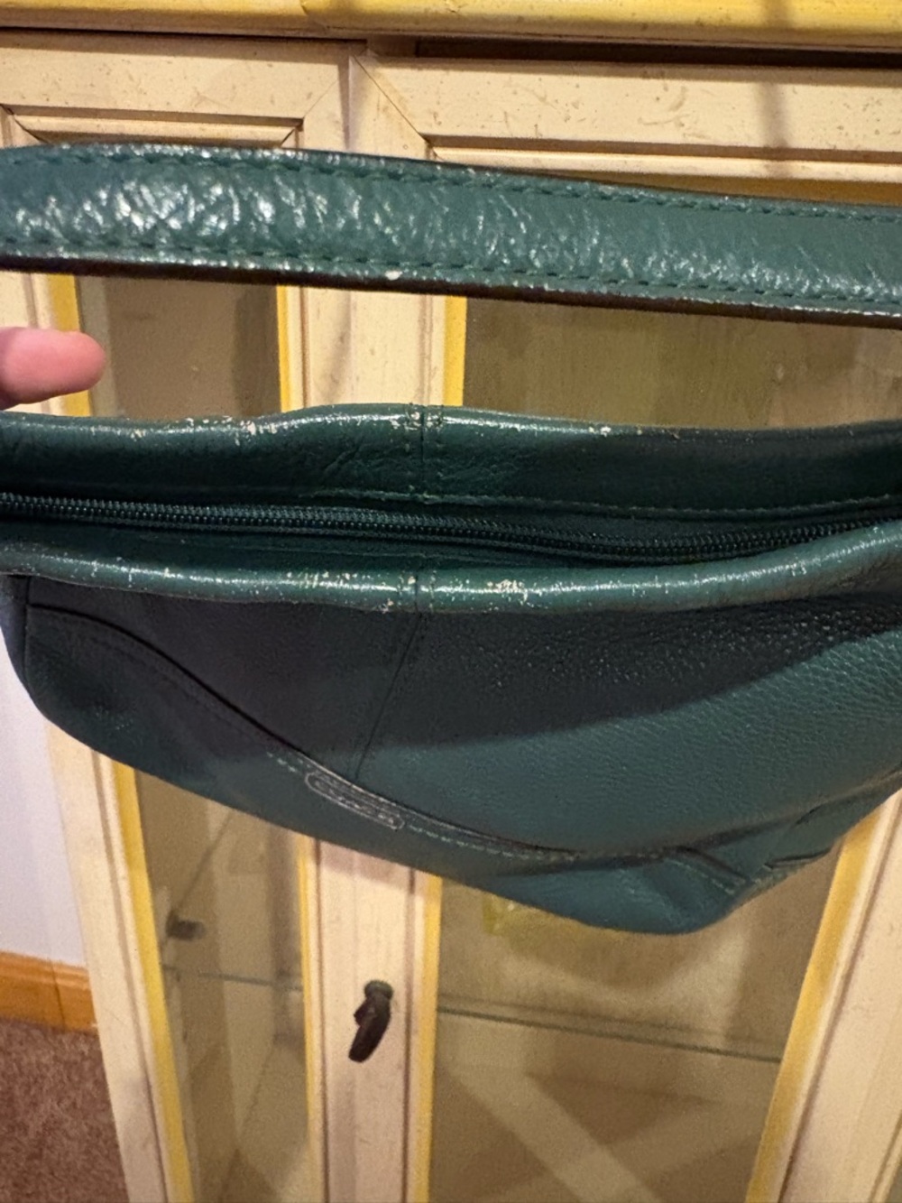 Coach Pebbled Leather Green Shoulder Bag and matching wallet vintage - Picture 12 of 16